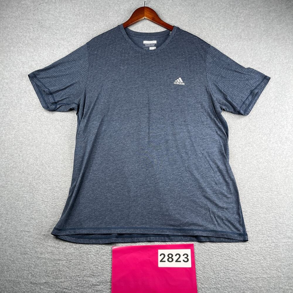 Adidas AeroKnit T Shirt Climacool Blue Heather Mens 2XL Short Sleeve
